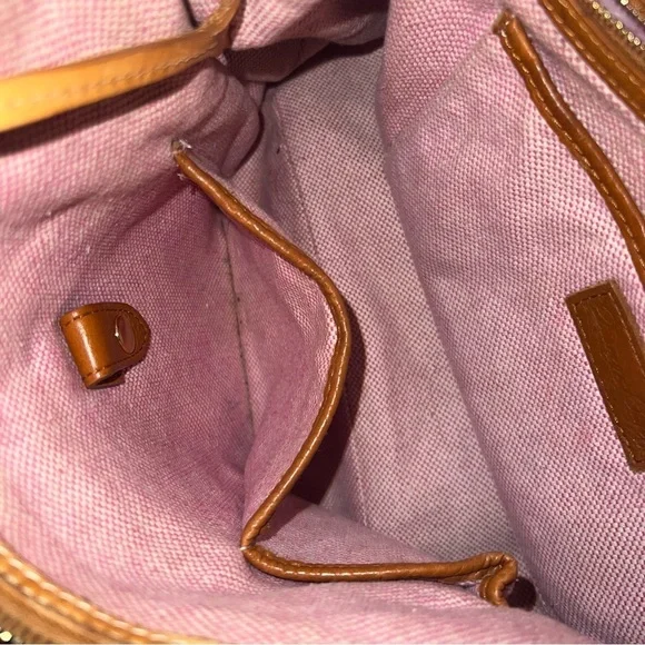 Dooney & Bourke Bag Shoulder Handbags Large Hobo Leather Brown Pink Interior - Picture 12 of 15